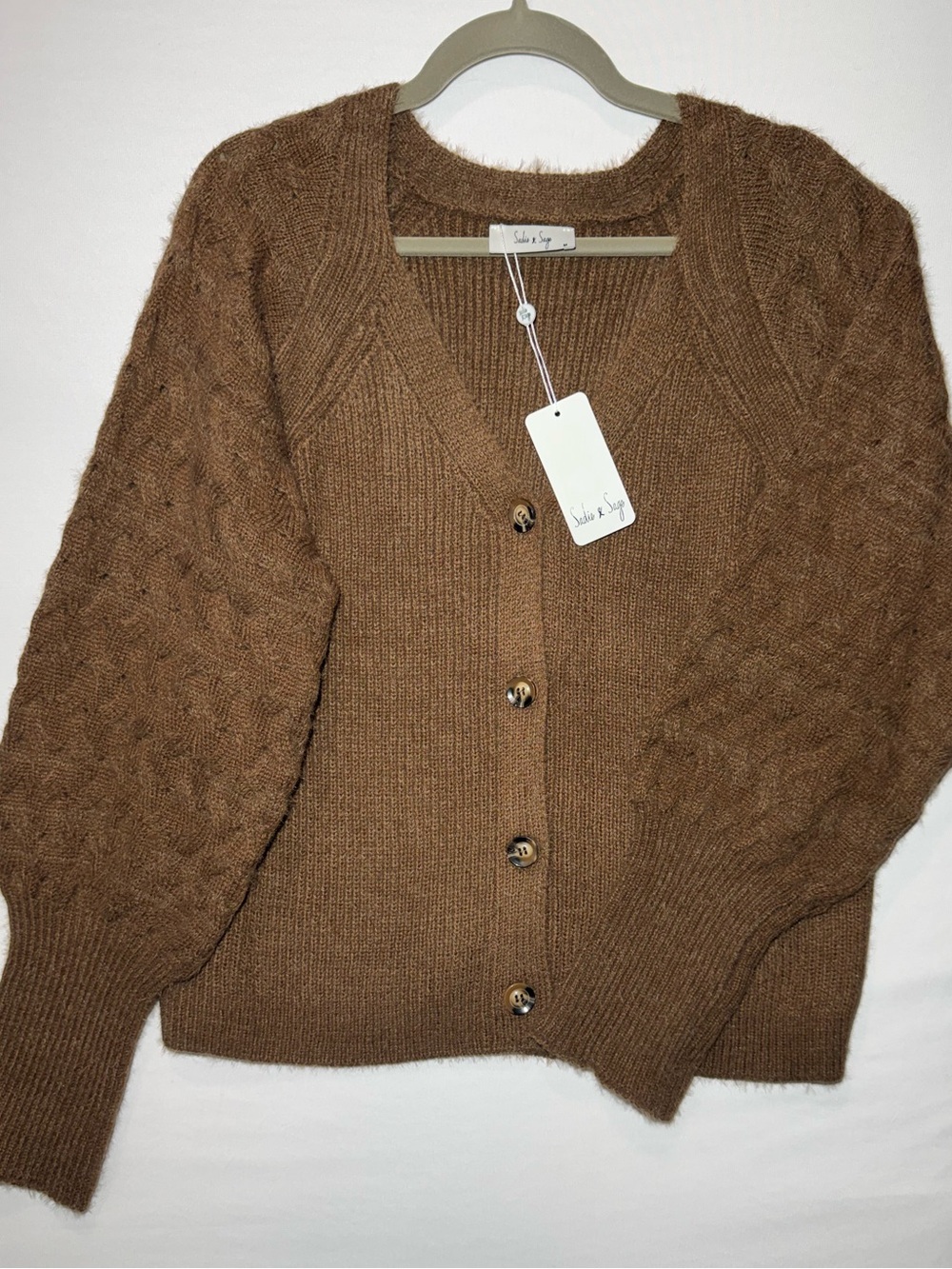 Sadie & Sage Chestnut Brown Chunky Button-Front Cardigan